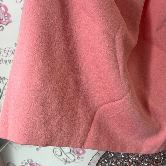 Betsey Johnson Coral Pink Textured Dress Vneck zip up back stunning flowers - Picture 5 of 8